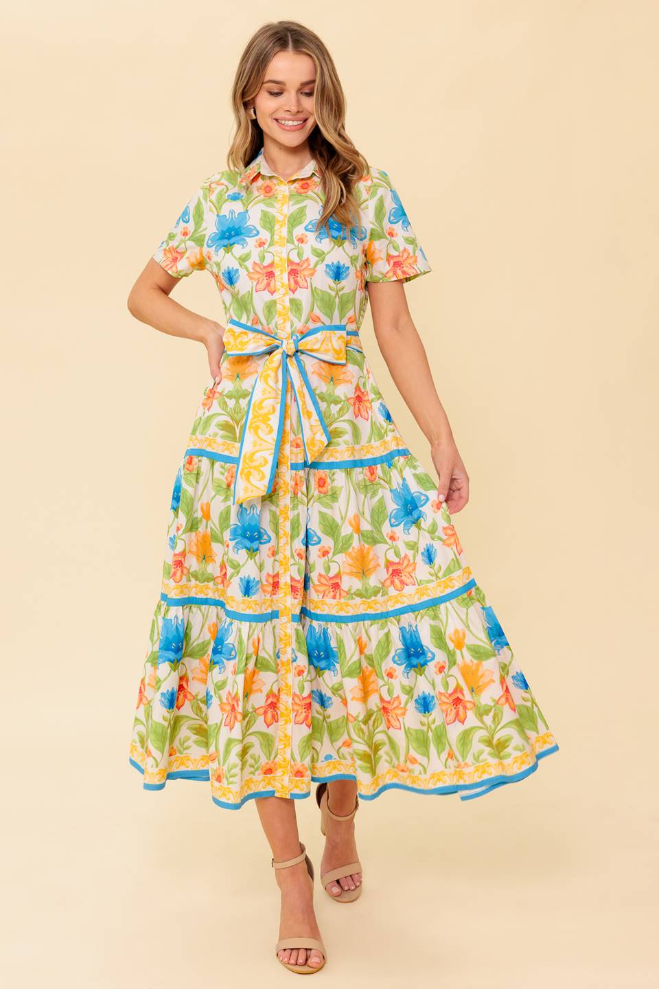 FOR THE MOMENT IVORY WOVEN MIDI DRESS