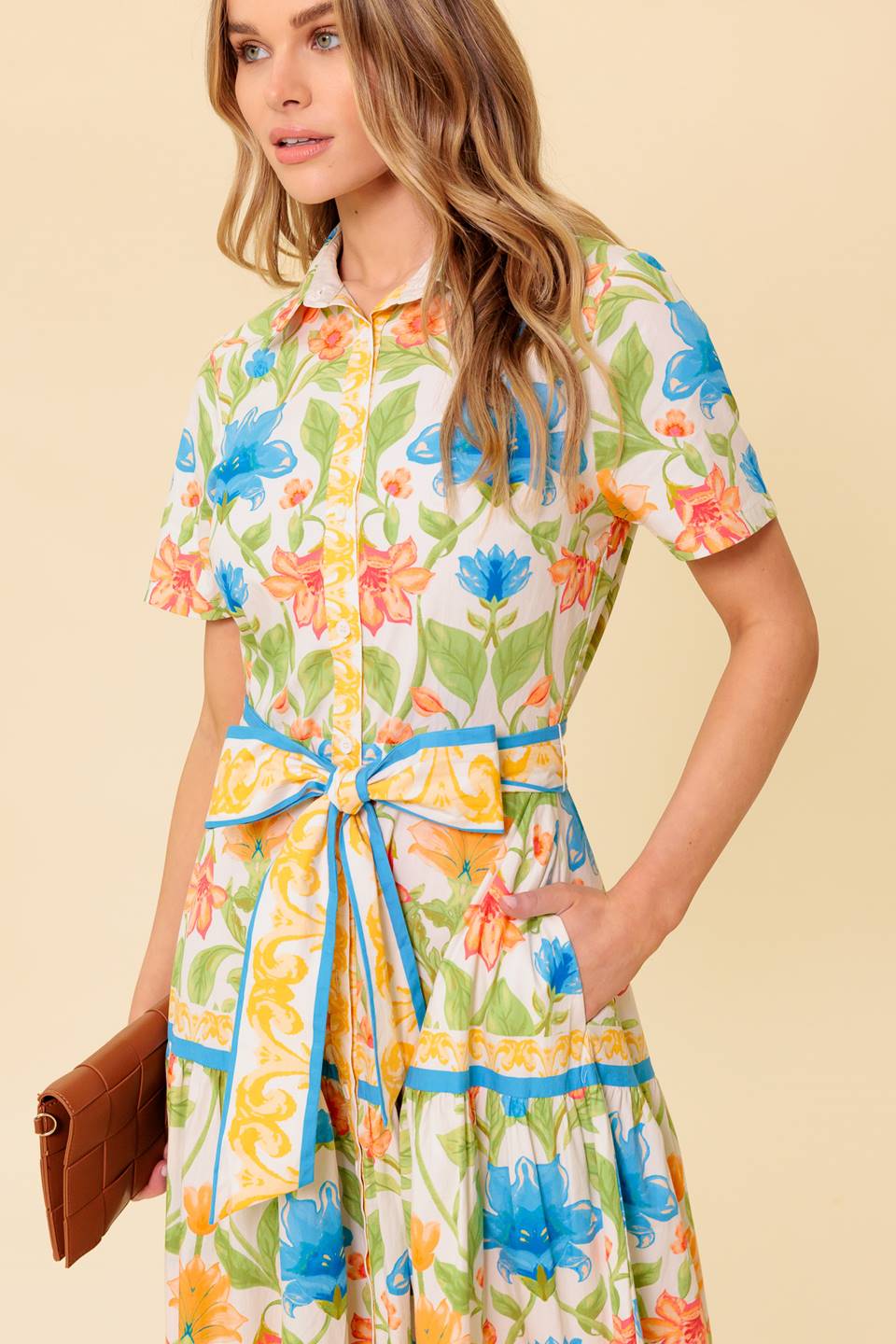 FOR THE MOMENT IVORY WOVEN MIDI DRESS
