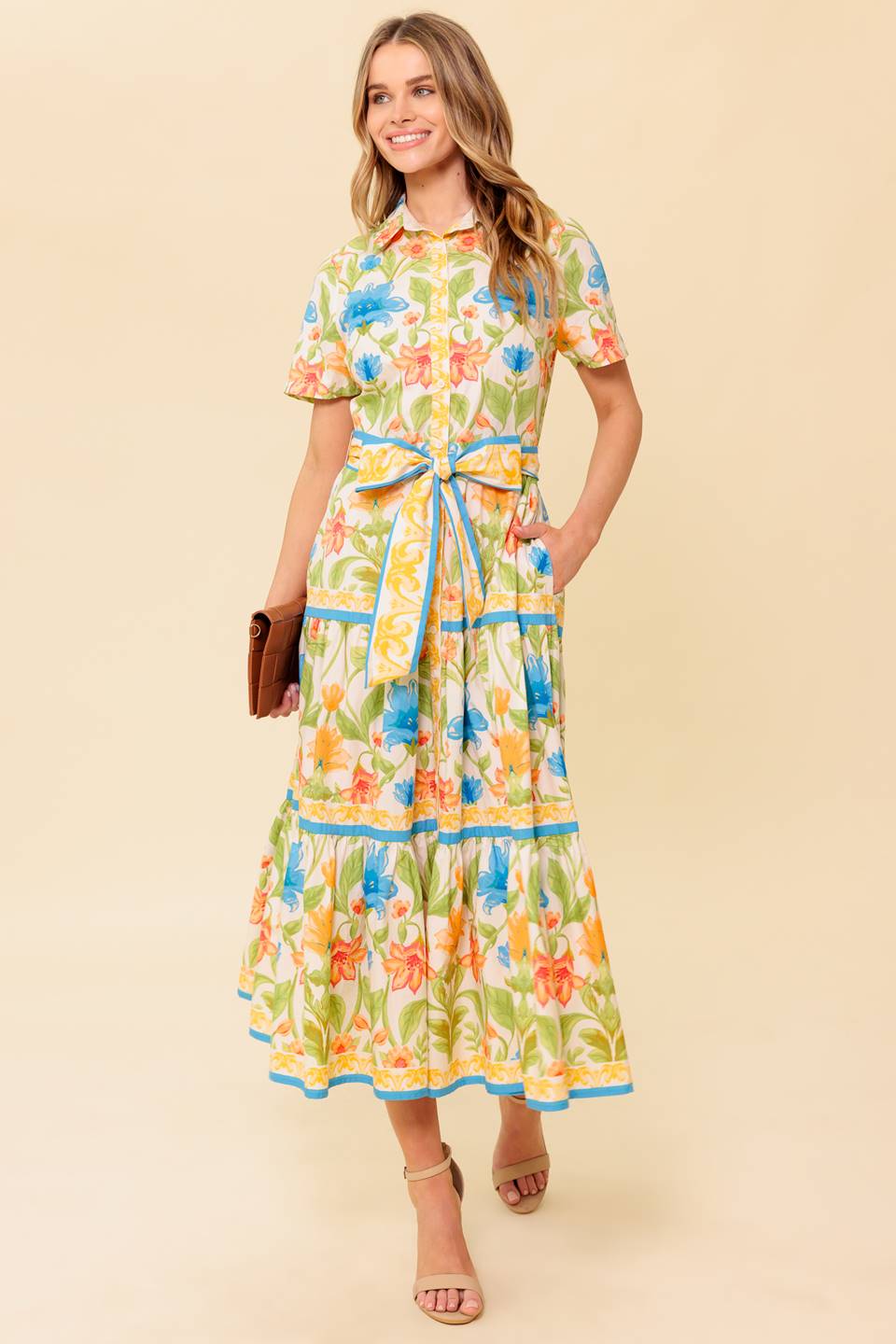 FOR THE MOMENT IVORY WOVEN MIDI DRESS
