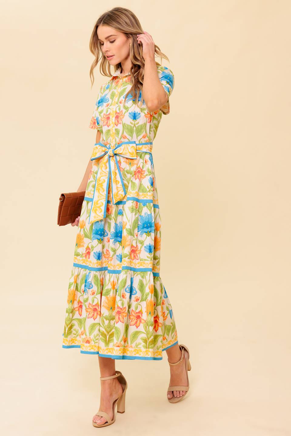 FOR THE MOMENT IVORY WOVEN MIDI DRESS