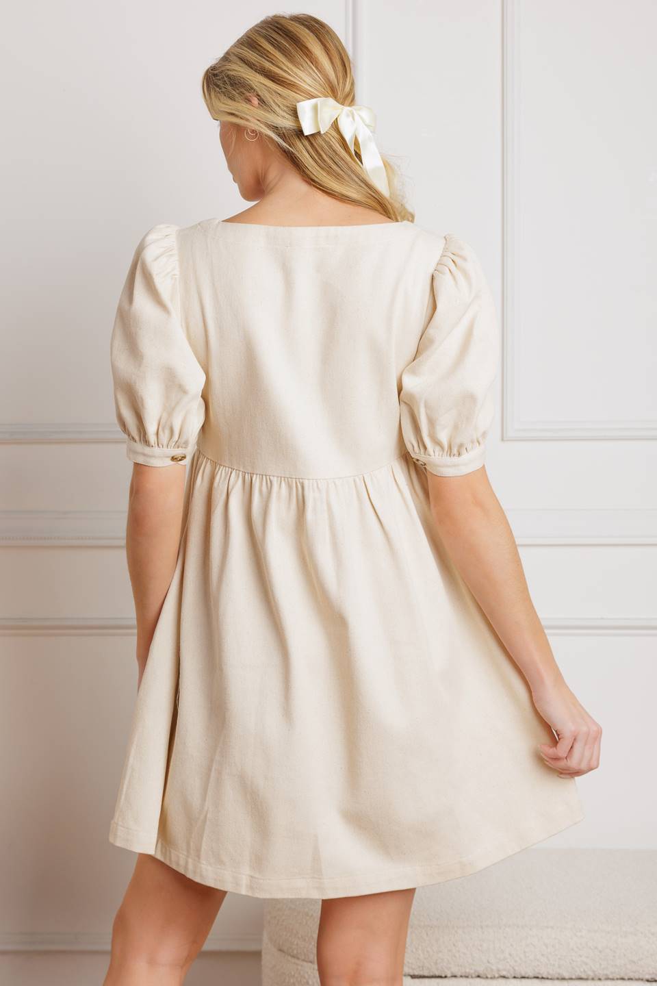 FOR THE DAY WOVEN TWILL MINI DRESS
