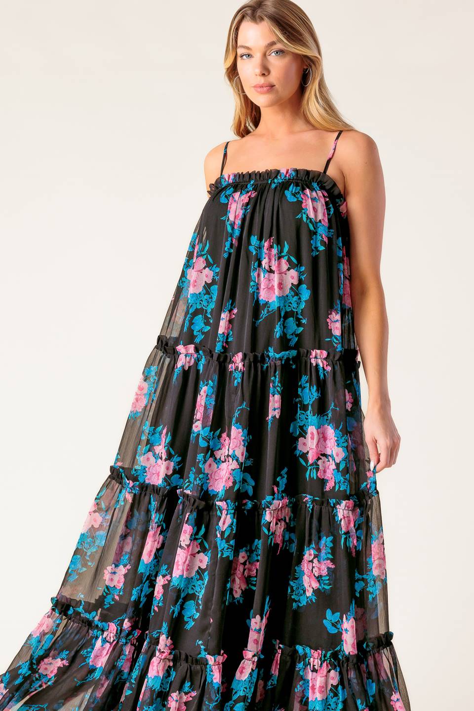 EXCITING LOVE BLACK WOVEN MAXI DRESS