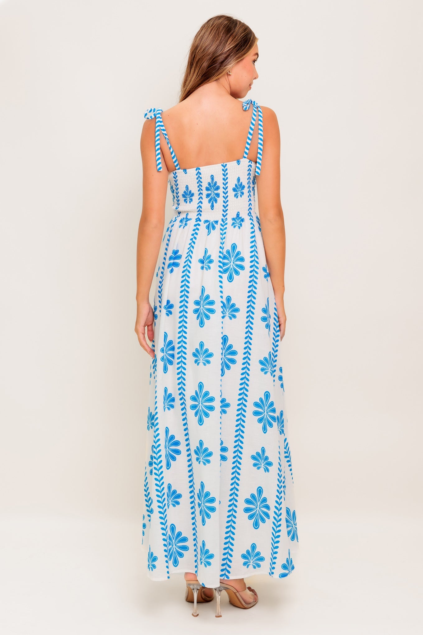 BLUE NOIR FLORAL WOVEN MAXI DRESS