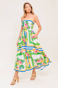 FLORAL HARMONY WOVEN MIDI DRESS