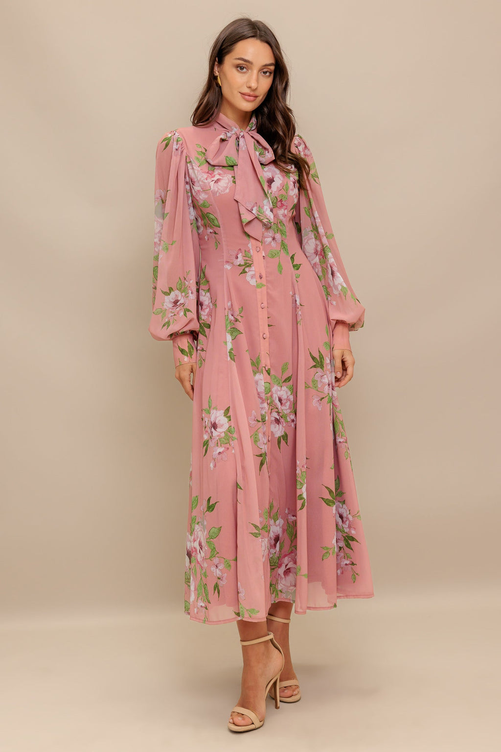 BLUSH BOTANICA WOVEN MIDI DRESS
