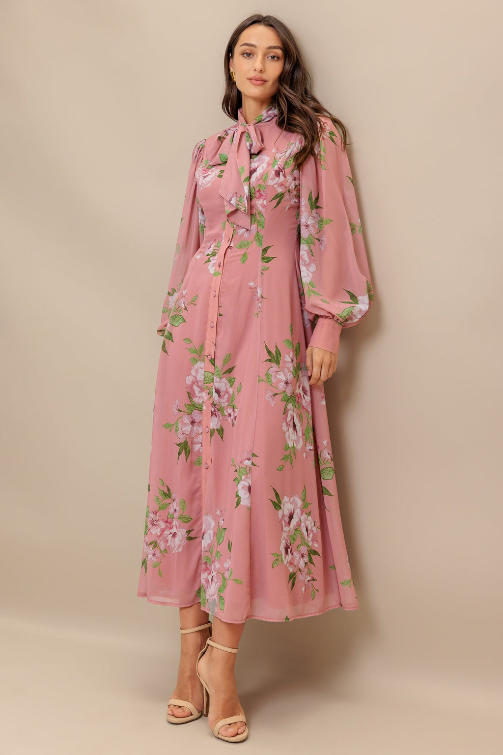 BLUSH BOTANICA WOVEN MIDI DRESS