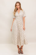 CANDY KISS BEIGE WOVEN MIDI DRESS