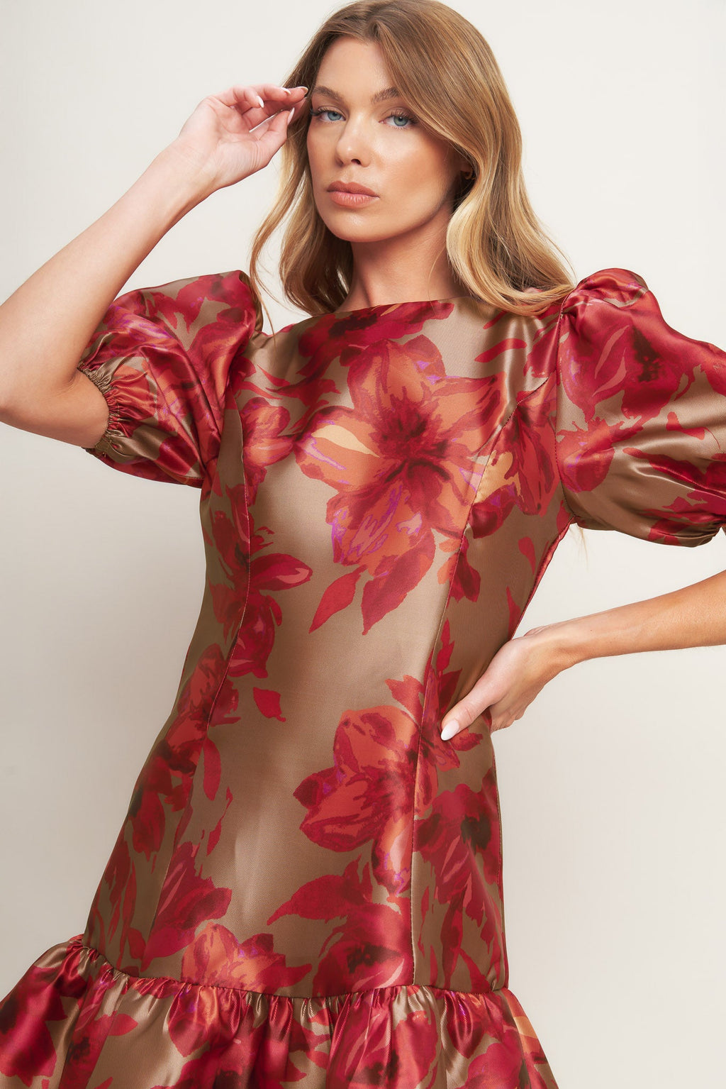 GARDENIA FIRE WOVEN MINI DRESS