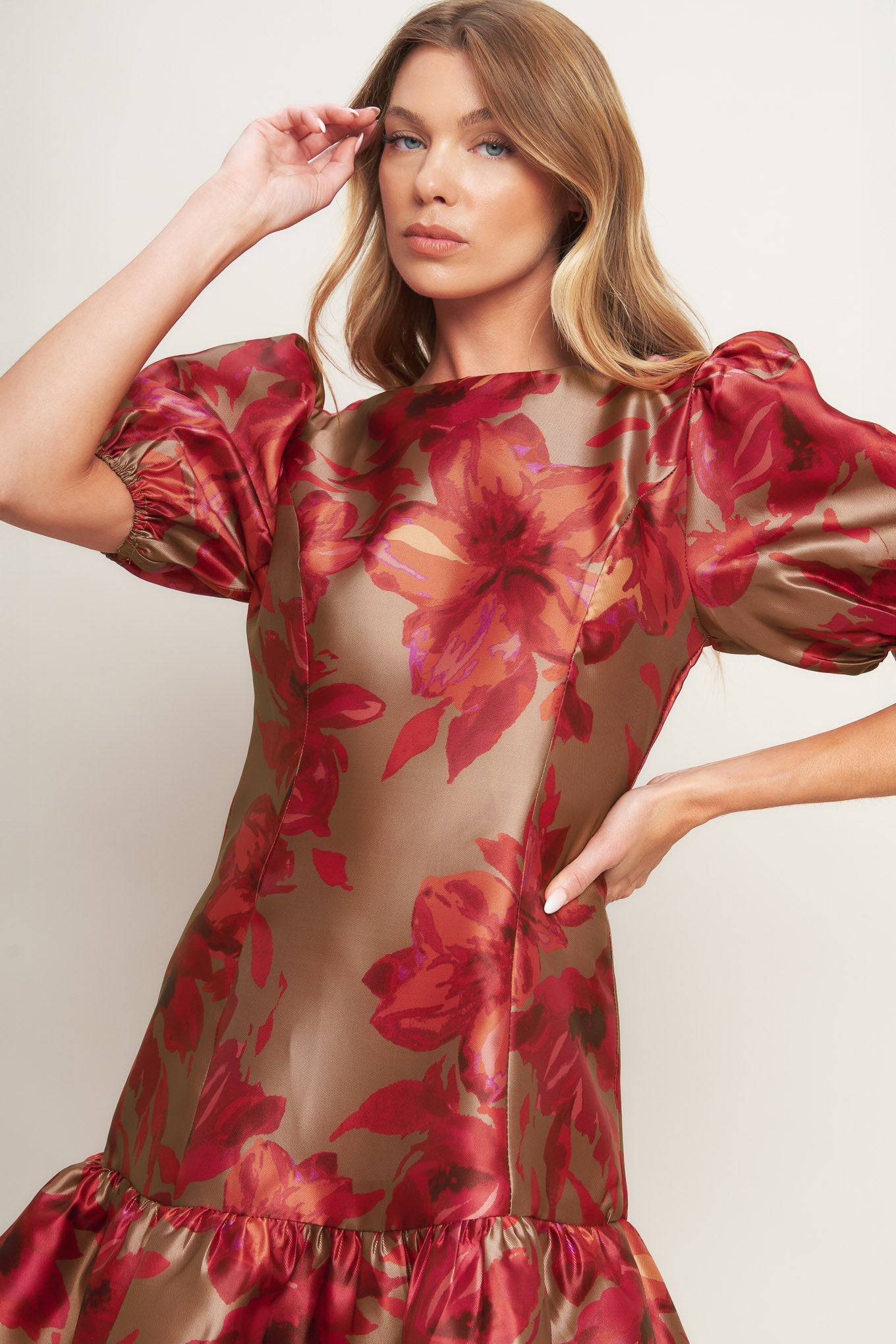 GARDENIA FIRE WOVEN MINI DRESS