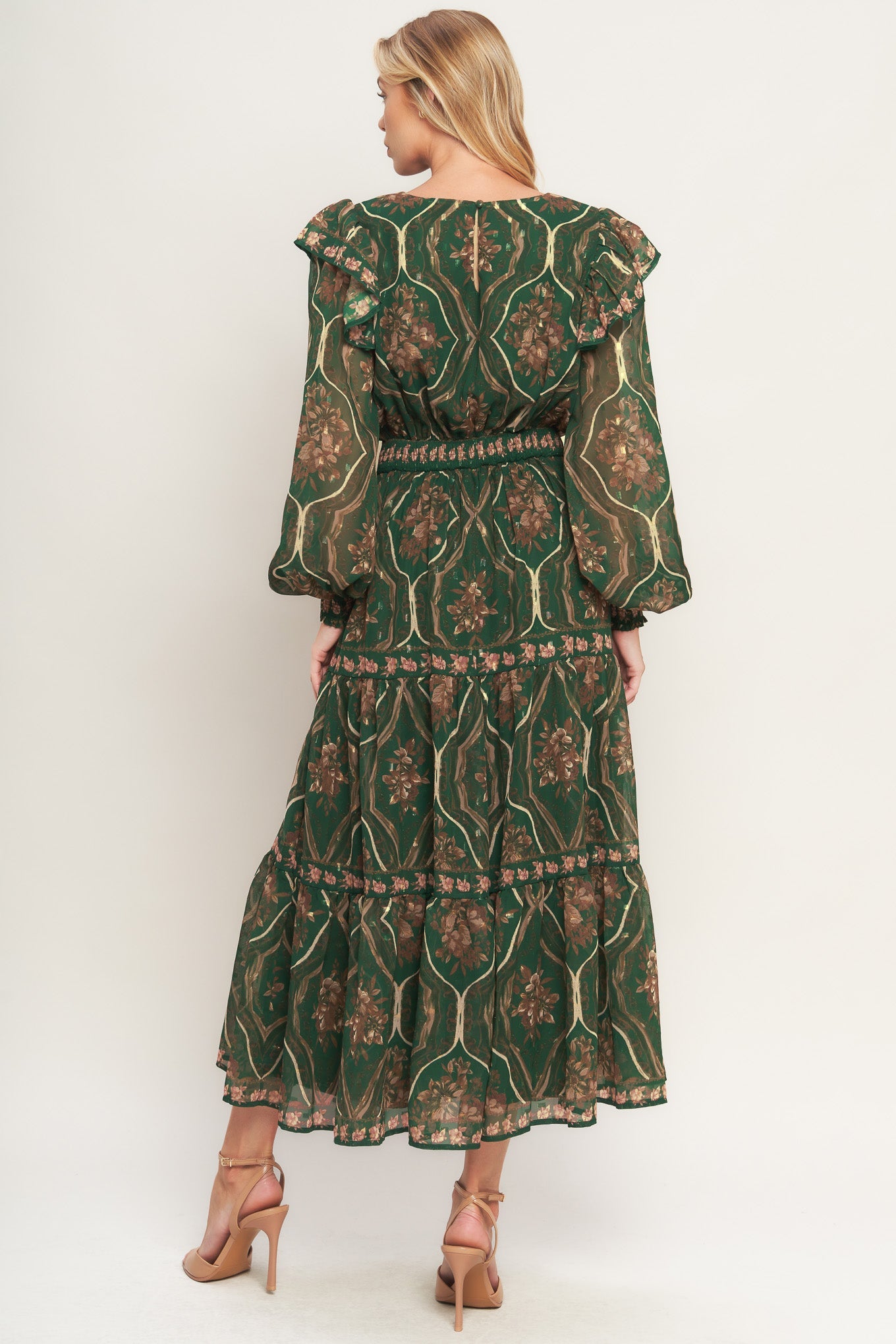 GARDEN LABYRINTH WOVEN MIDI DRESS
