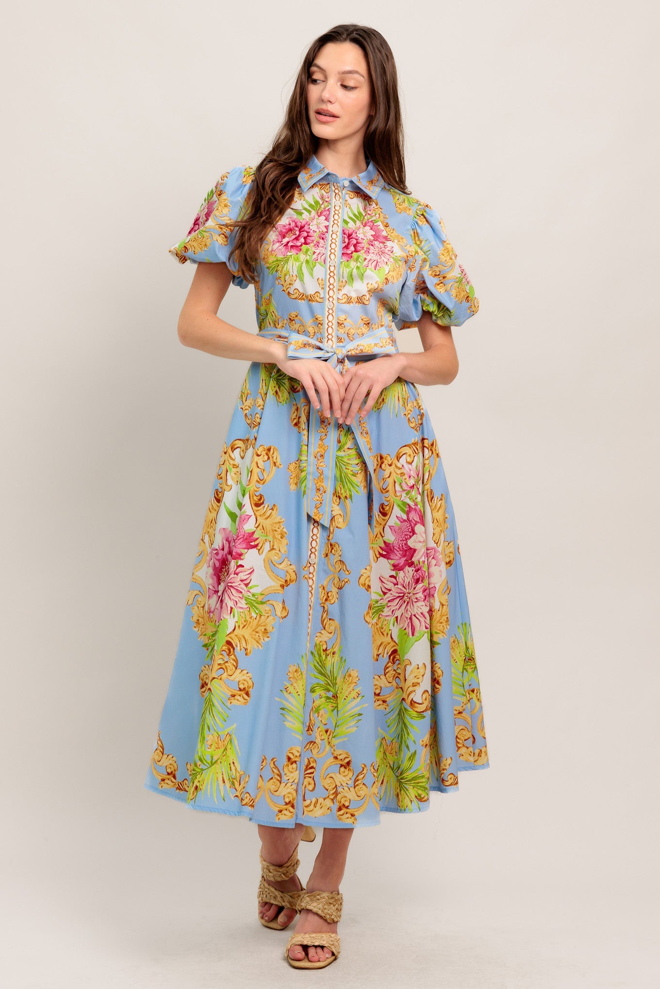 BLUE PALACE WOVEN MIDI DRESS