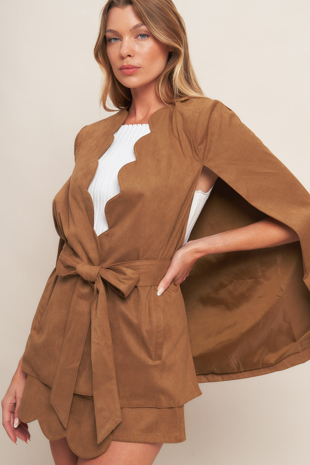 DESERT FLOWER FAUX SUEDE TOP