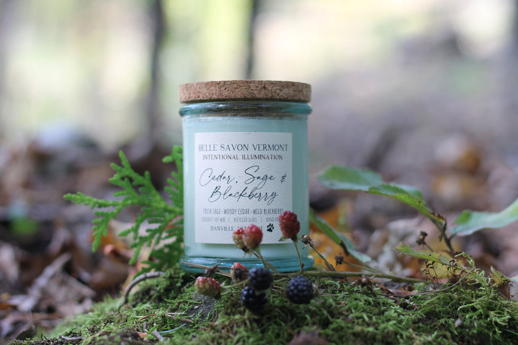 Coconut & Soy Wax Recycled Glass Container Candle-4 Ounce-Hand Poured in Vermont