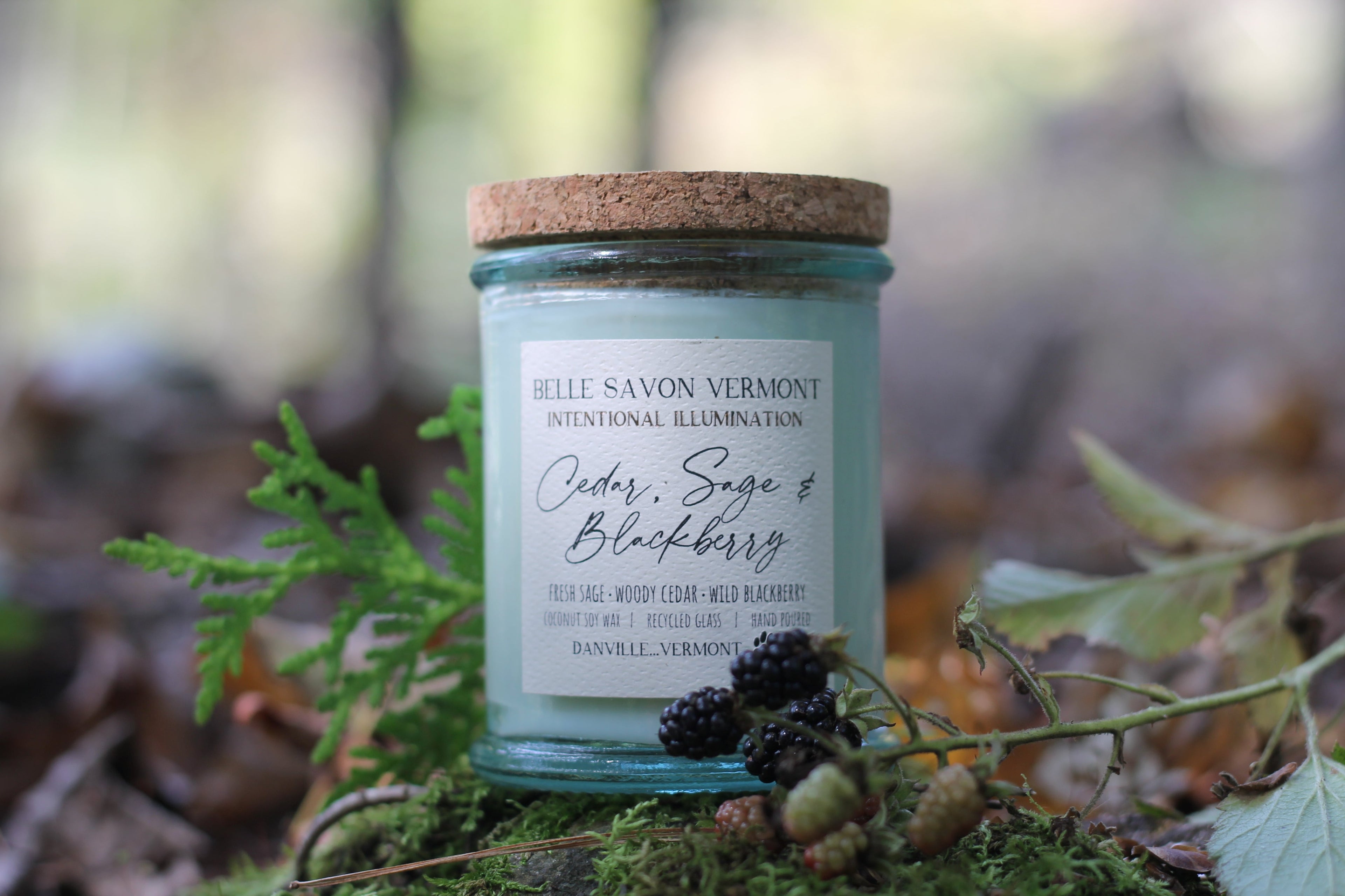 Coconut & Soy Wax Recycled Glass Container Candle-4 Ounce-Hand Poured in Vermont