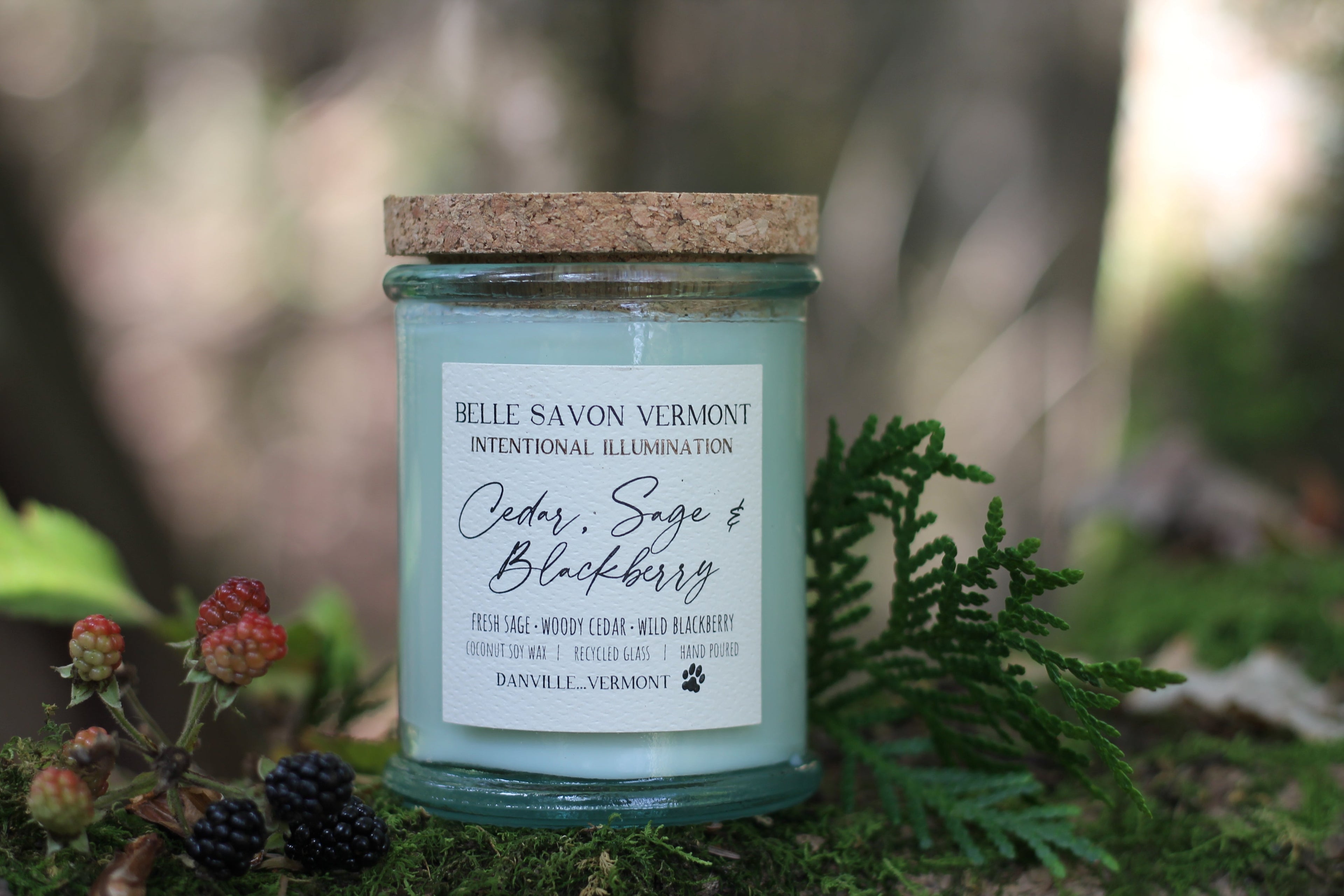 Coconut & Soy Wax Recycled Glass Container Candle-4 Ounce-Hand Poured in Vermont
