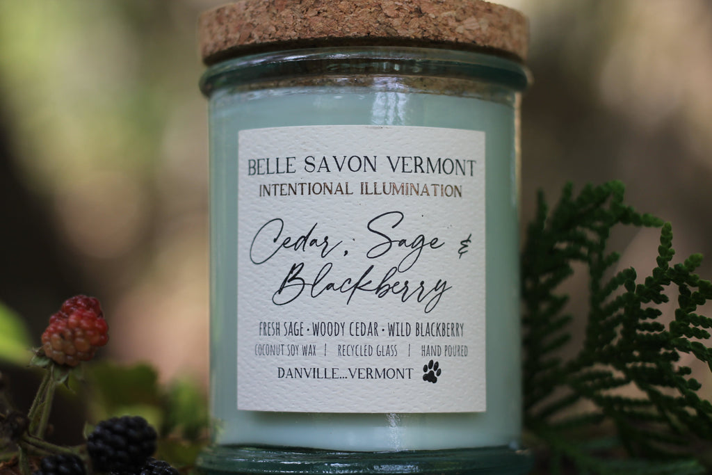 Coconut & Soy Wax Recycled Glass Container Candle-4 Ounce-Hand Poured in Vermont