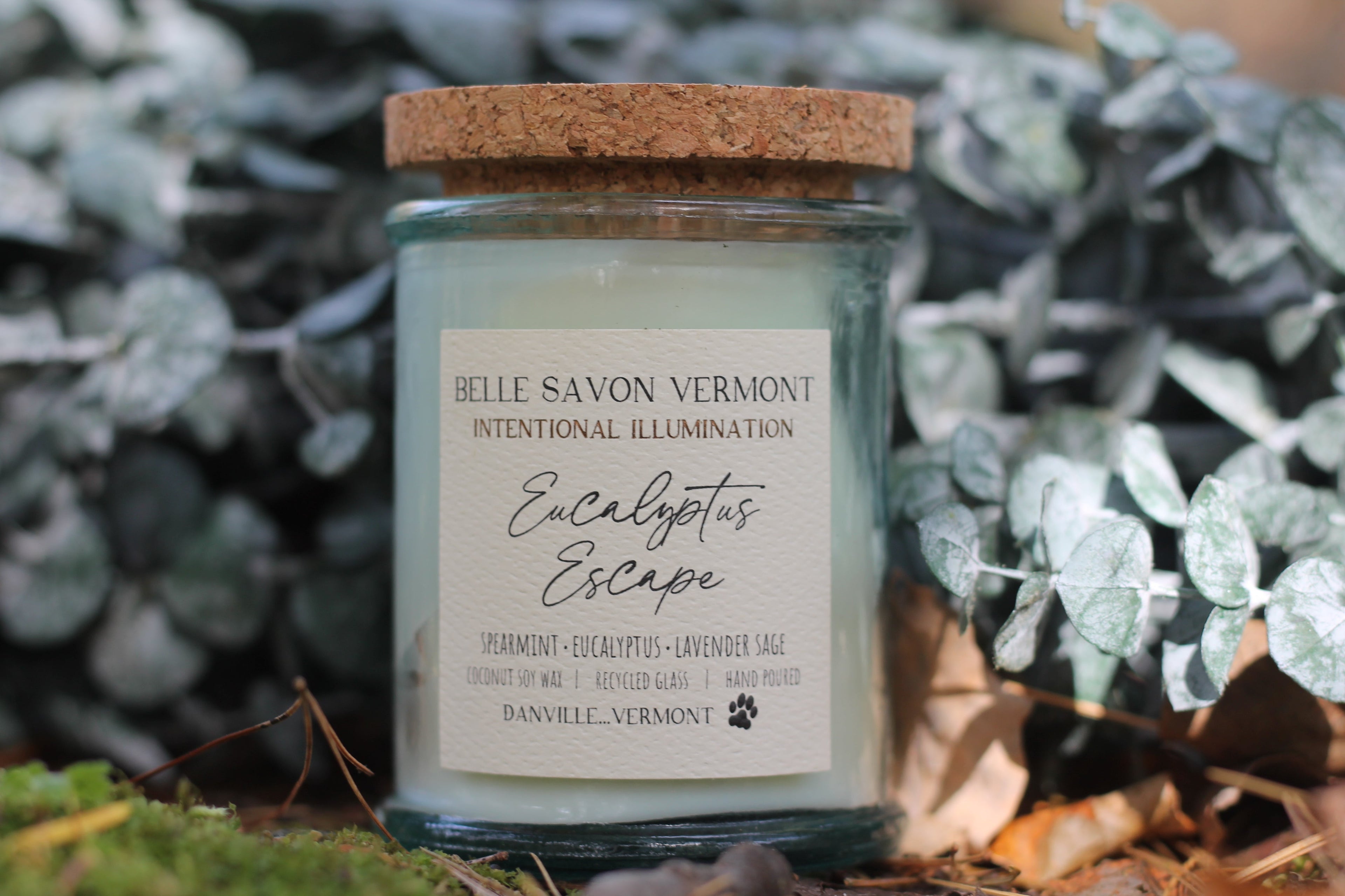 Coconut & Soy Wax Recycled Glass Container Candle-4 Ounce-Hand Poured in Vermont