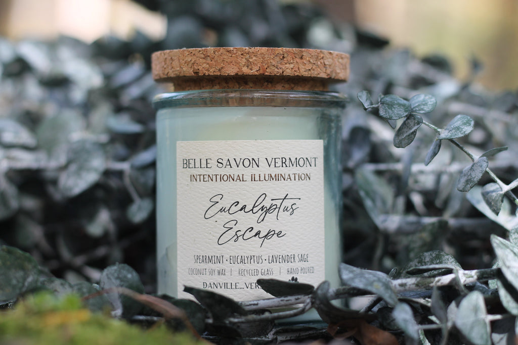Coconut & Soy Wax Recycled Glass Container Candle-4 Ounce-Hand Poured in Vermont