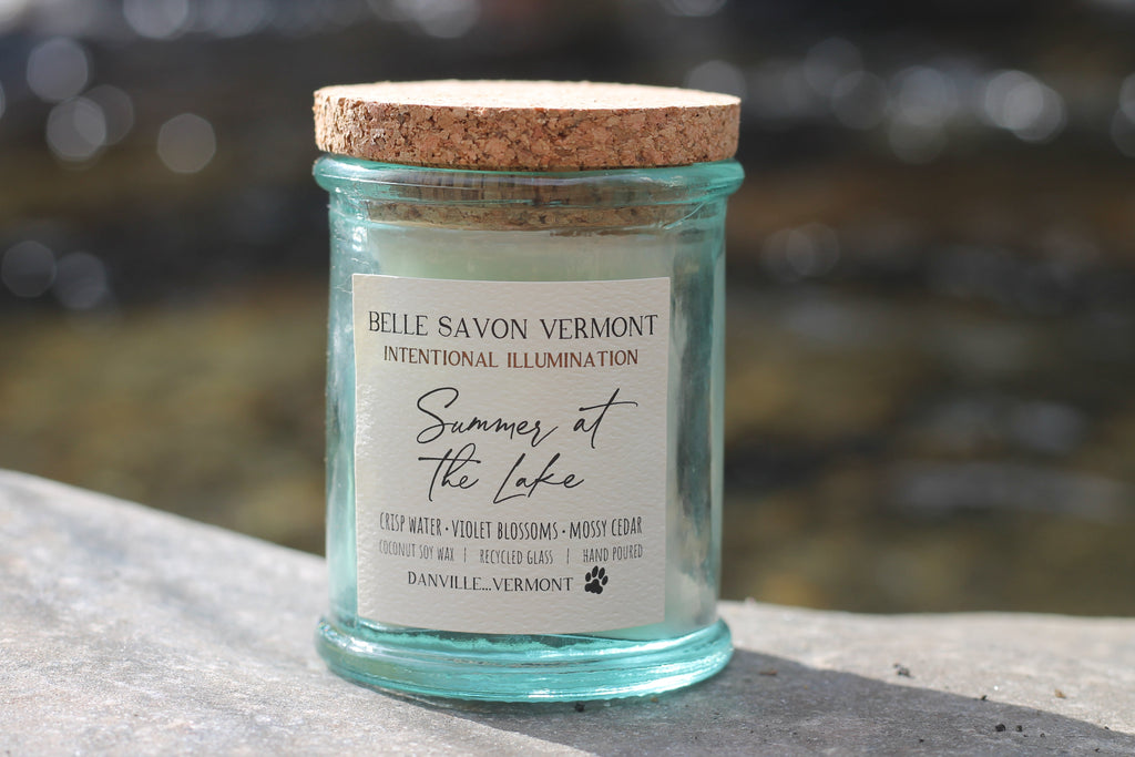 Coconut & Soy Wax Recycled Glass Container Candle-4 Ounce-Hand Poured in Vermont