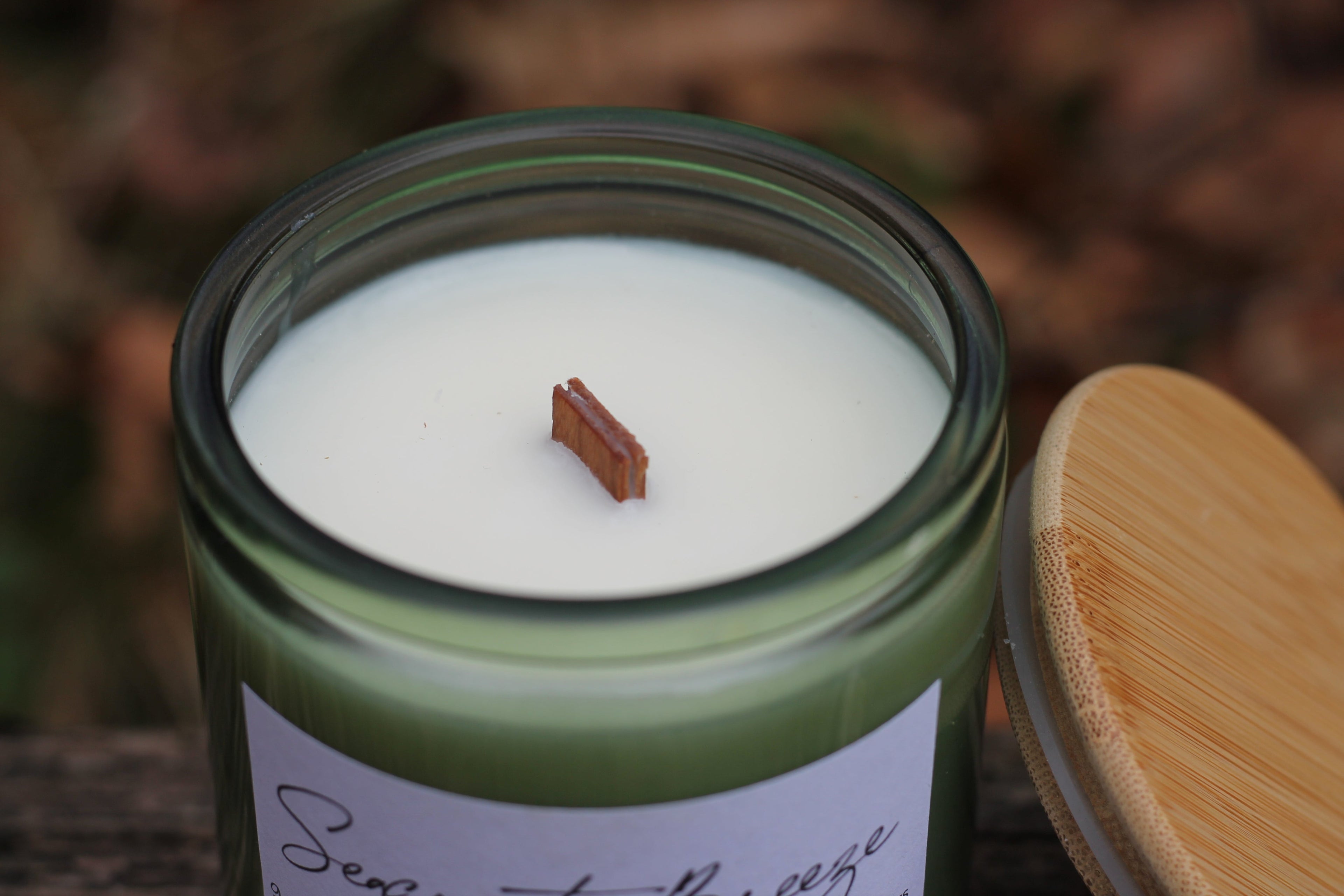 Boho Minimalist Coconut & Soy Container Container, Recycled Glass 9oz Wood Wick