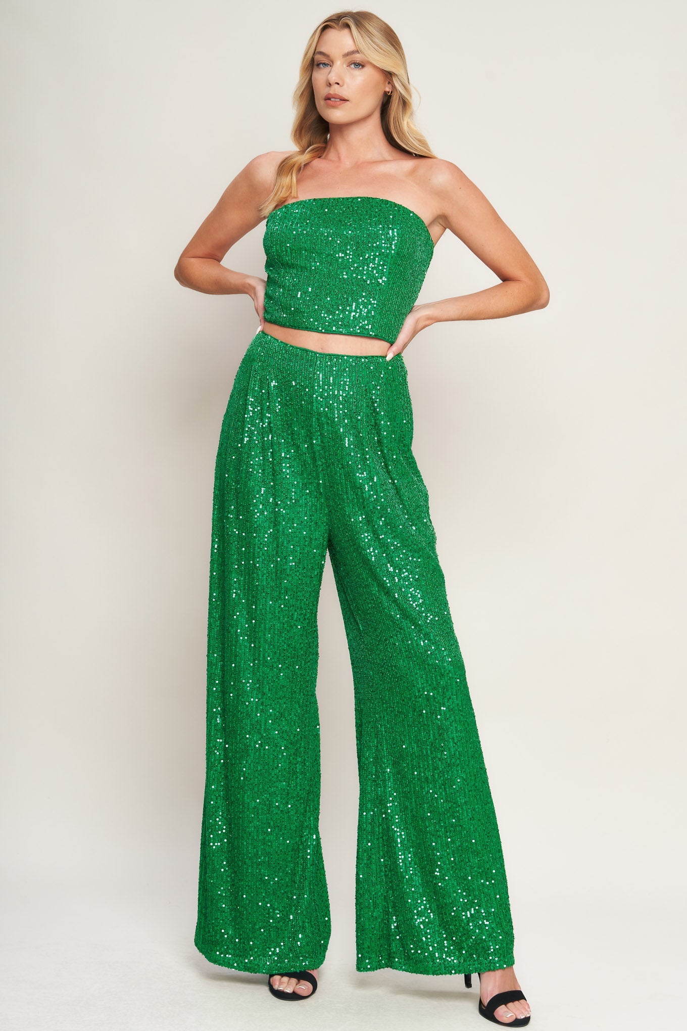 CHARMING COMPOSURE SEQUIN TOP AND BOTTOM SET