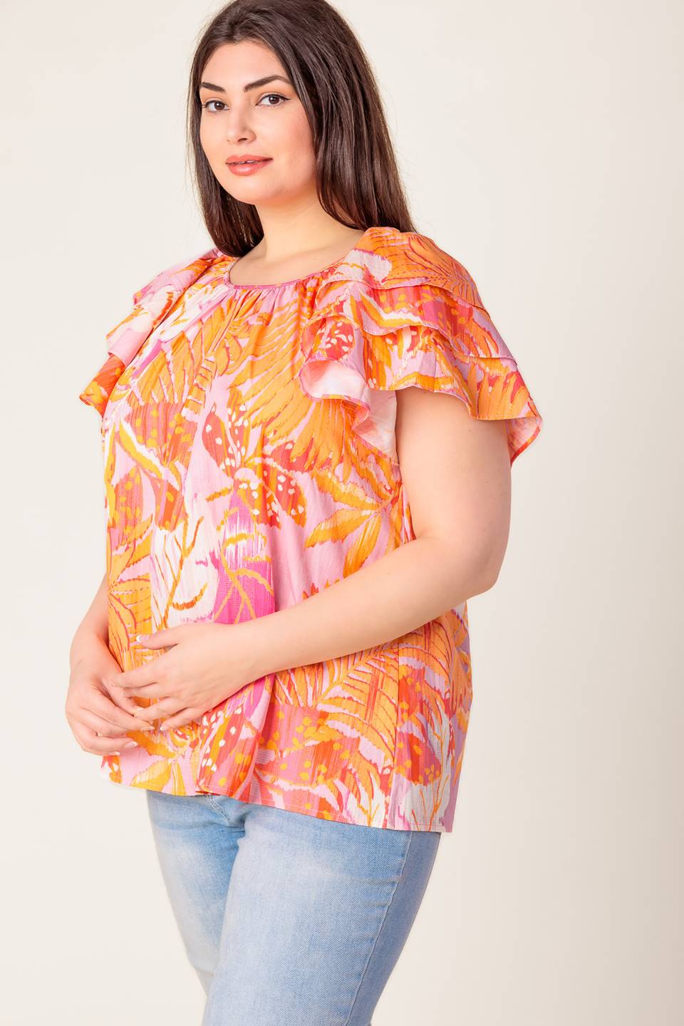 EVENING GLOW PINK WOVEN TOP