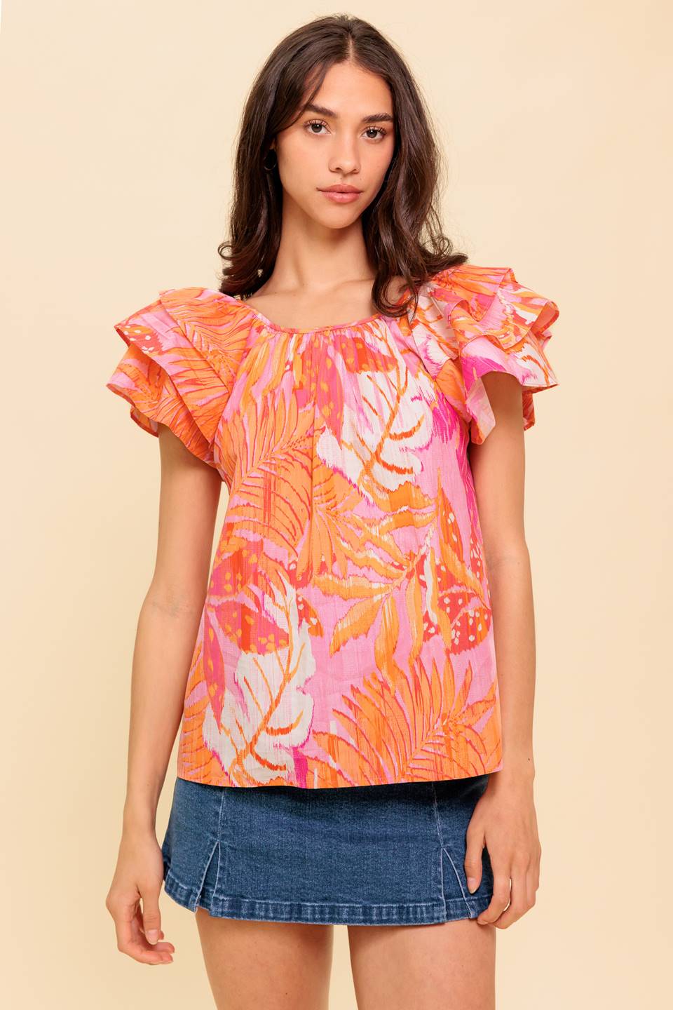 EVENING GLOW PINK WOVEN TOP