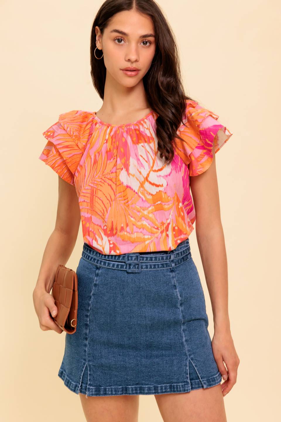 EVENING GLOW PINK WOVEN TOP