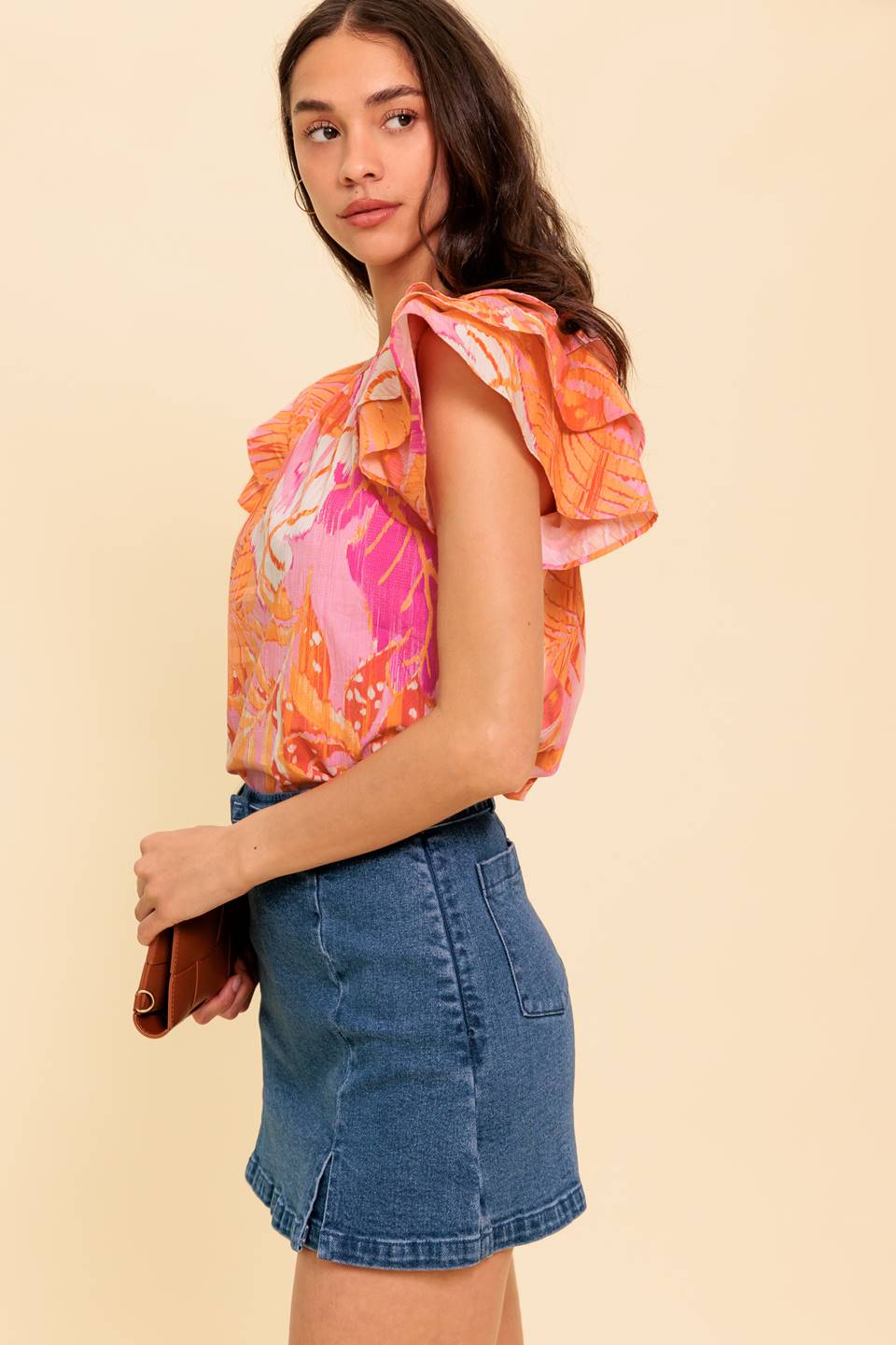 EVENING GLOW PINK WOVEN TOP