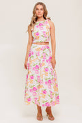 BOTANICAL BLISS WOVEN TOP AND SKIRT SET