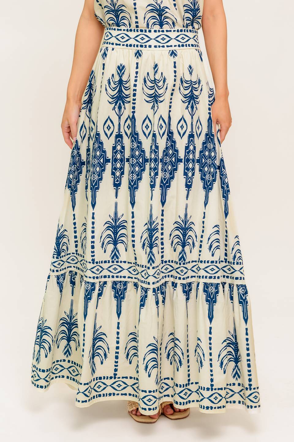 FLORAL RHYTHM WOVEN TOP AND SKIRT SET