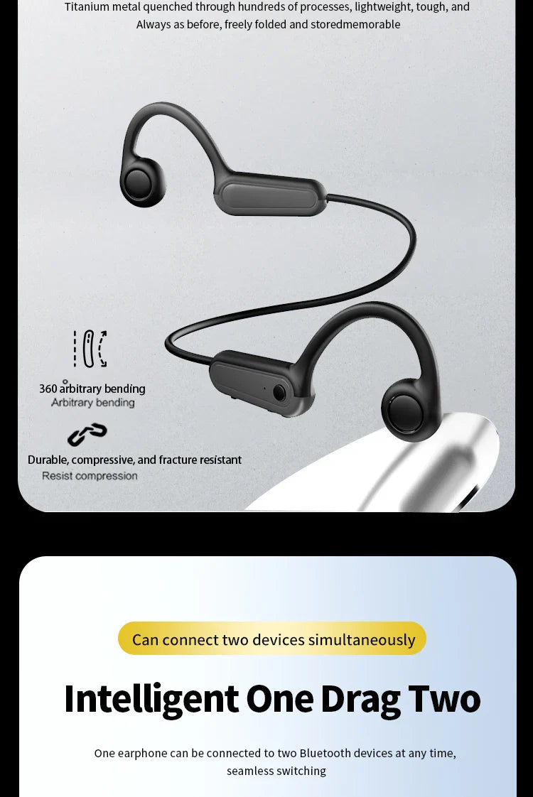 EchoFlex RunVibe – Xiaomi Mijia Bone Conduction Sport Headphones with Mic & Bluetooth 5.0 for Sweat-Ready Wireless Audio