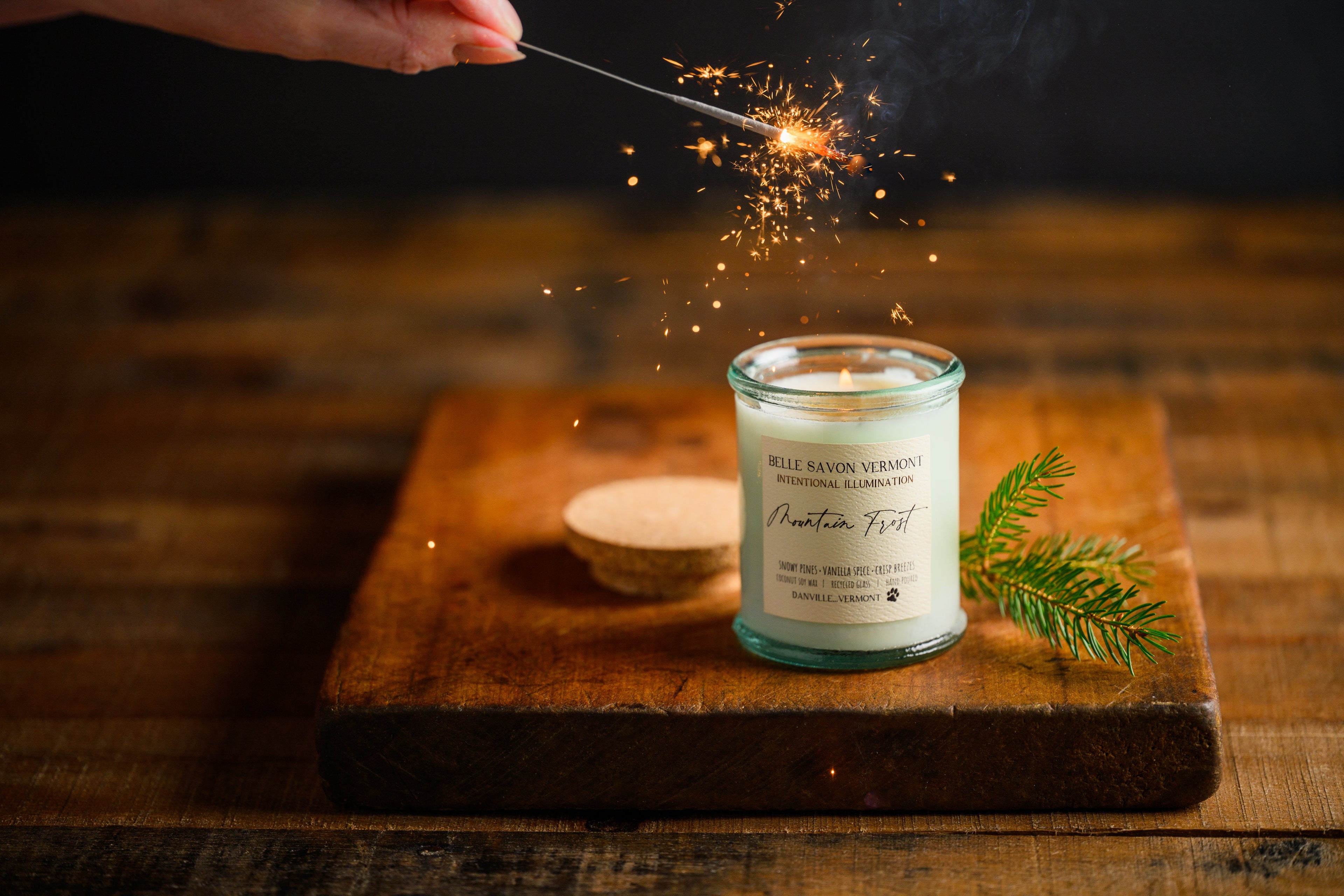 Coconut & Soy Wax Recycled Glass Container Candle-4 Ounce-Hand Poured in Vermont