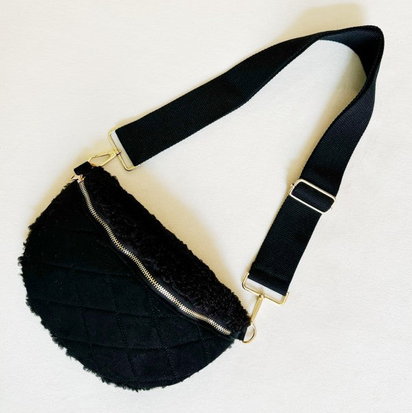 Fuzzy & Quilted Luxe Sling Bag – Cozy Everyday Crossbody