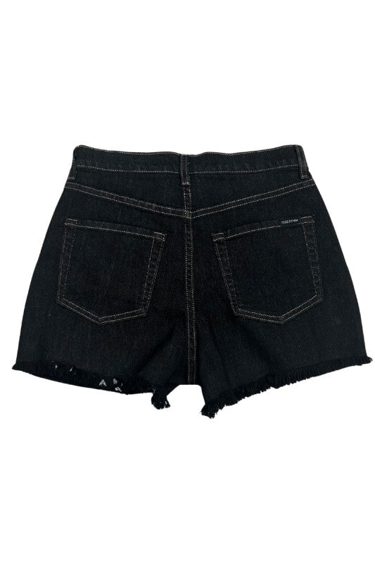 GJG Denim Camo High Waist Studded Shorts