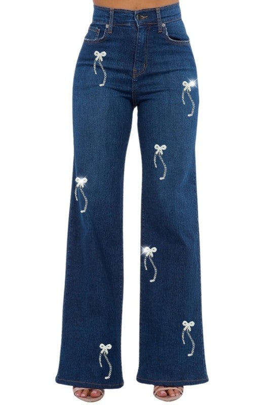 GJG Denim Wide Leg Jean with charms