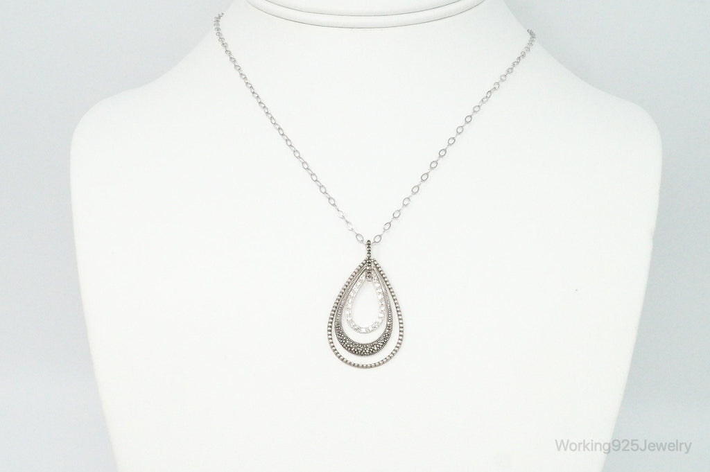 Designer Judith Jack Cubic Zirconia Marcasite Sterling Silver Necklace