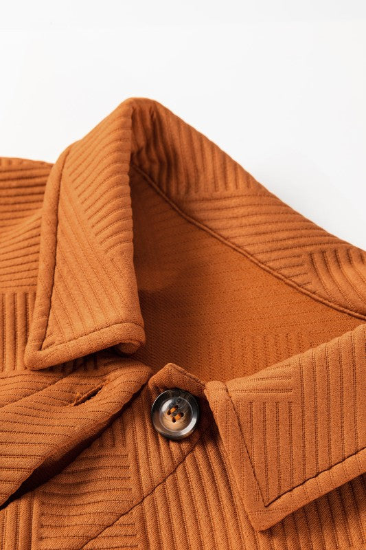 Collared Button-Up Drop Shoulder Sweater Coat