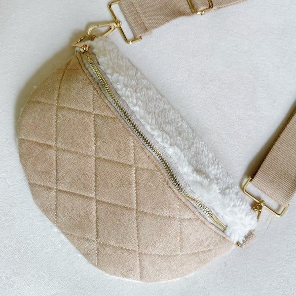 Fuzzy & Quilted Luxe Sling Bag – Cozy Everyday Crossbody