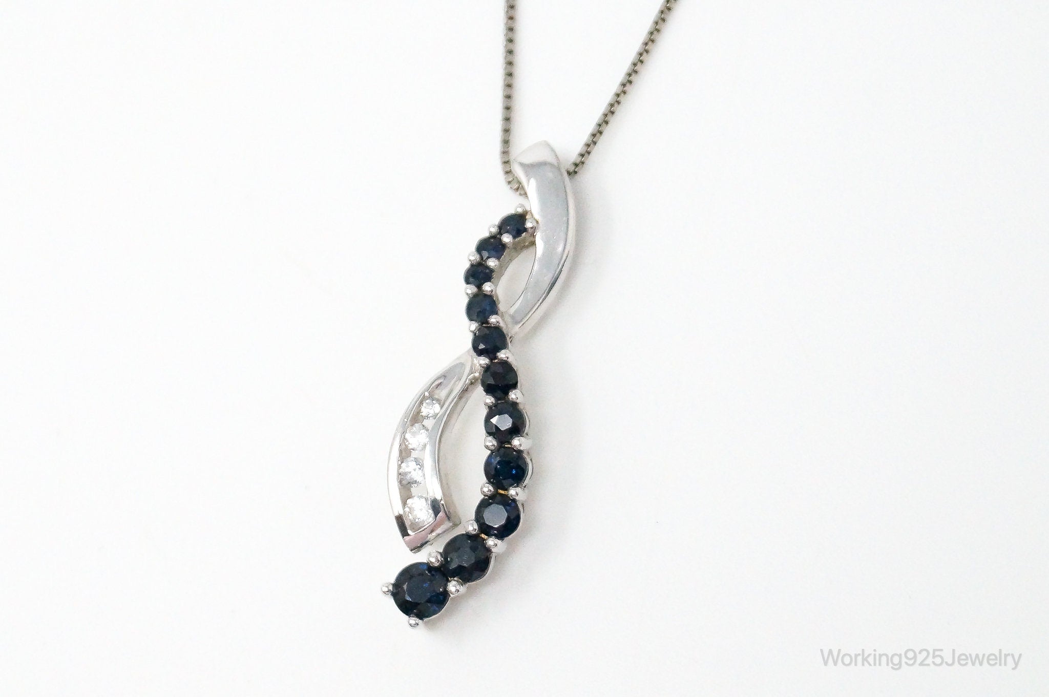 Designer Alwand Vahan Sapphire Cubic Zirconia Sterling Silver Necklace
