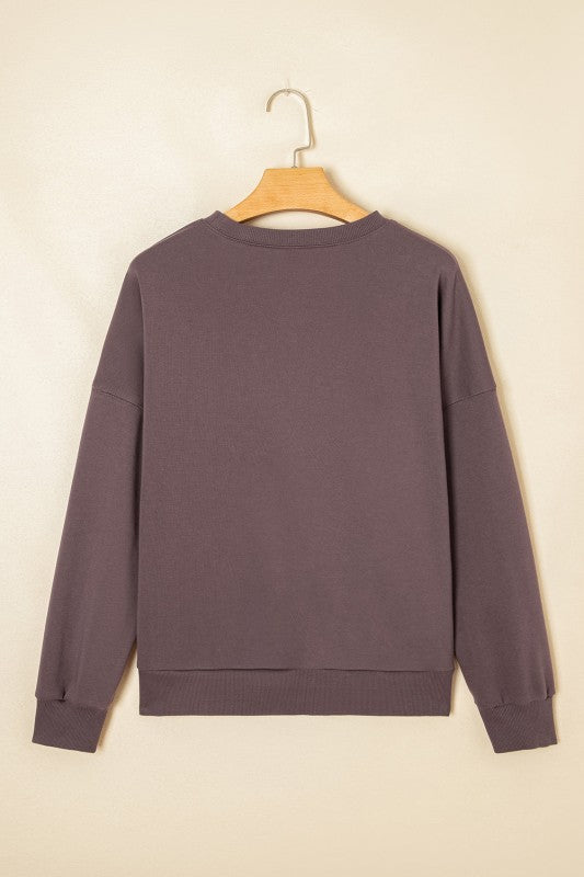 Callie Terry Bow Pattern Drop Shoulder Sweatshirt