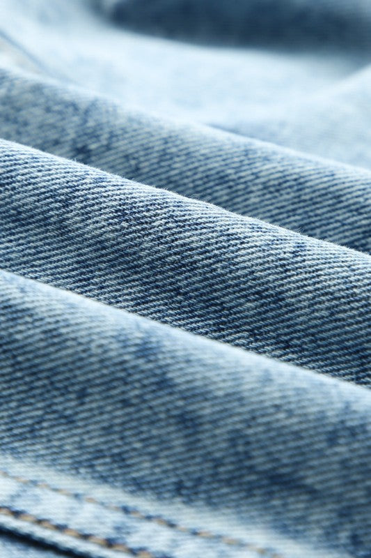 Aztec Denim Frayed Hem Jacket