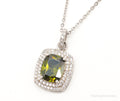 Designer Ryze Peridot Cubic Zirconia Sterling Silver Necklace