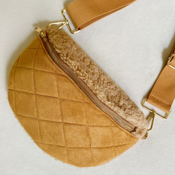 Fuzzy & Quilted Luxe Sling Bag – Cozy Everyday Crossbody