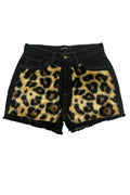 GJG Denim Short with Faux Fur Leopard