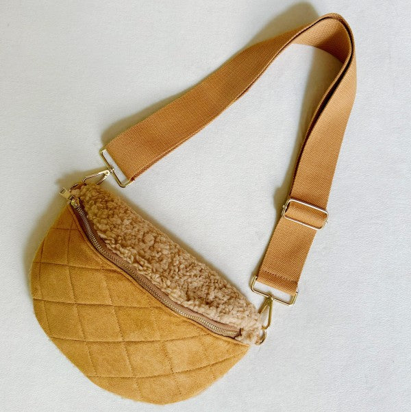 Fuzzy & Quilted Luxe Sling Bag – Cozy Everyday Crossbody