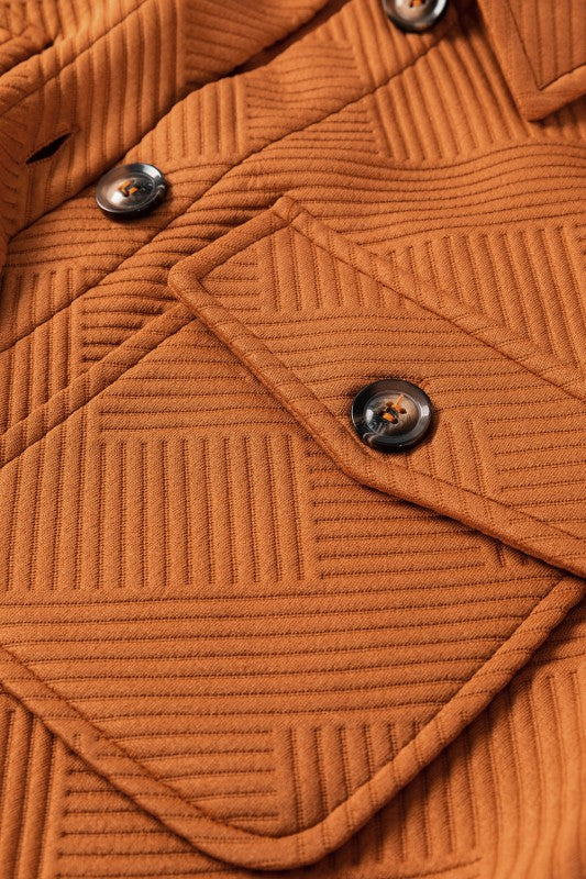 Collared Button-Up Drop Shoulder Sweater Coat