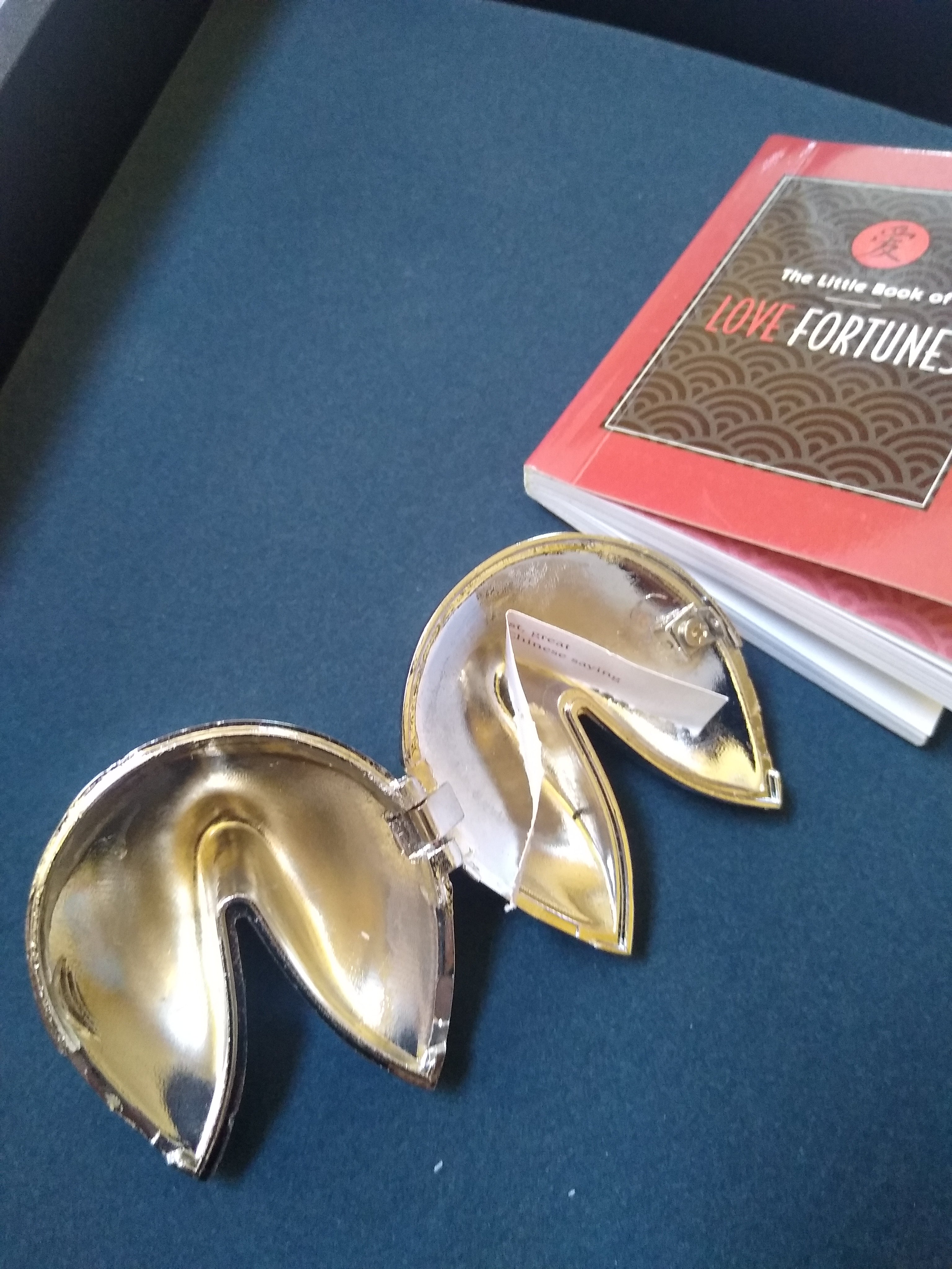 Chrome Plated Fortune Cookie Trinket Box - Do it yourself fortunes ~New~