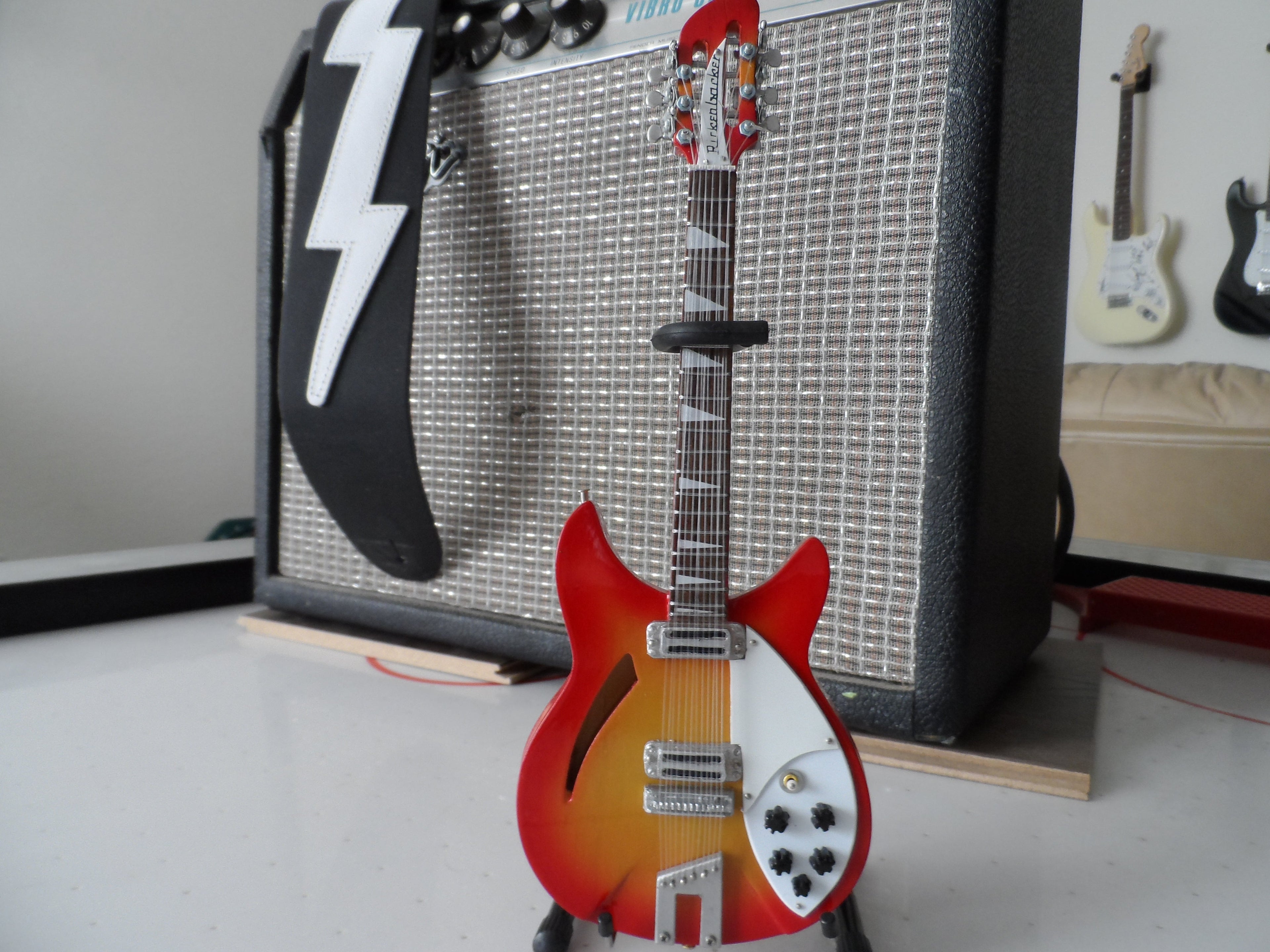 12 String Fire Sunburst 1:4 Scale Replica Guitar~Axe Heaven~