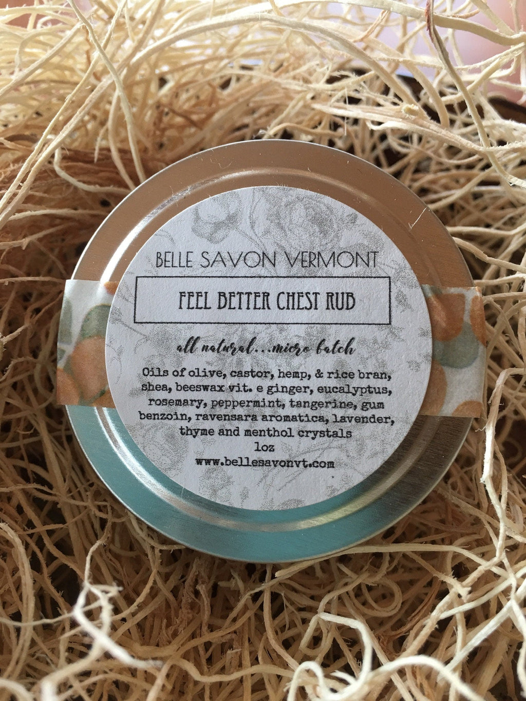 Feel Better Chest Rub 100% Natural- 1oz Travel Size and 2oz Tin-Belle Savon Vermont